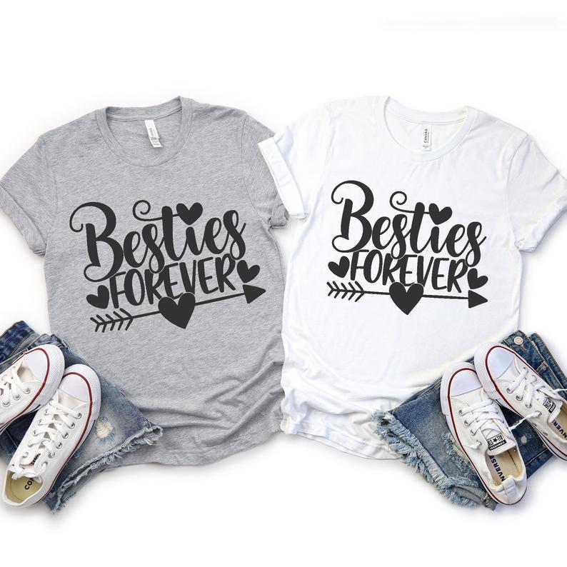Women'S Fashion Jersey - Sugarbaby Besties Forever กราฟิกฤดูร้อนผ้าฝ้ายเสื้อยืดของขวัญเพื่อนที่ดีที่สุด BFF เสื้อแขนสั้นแฟชั่น