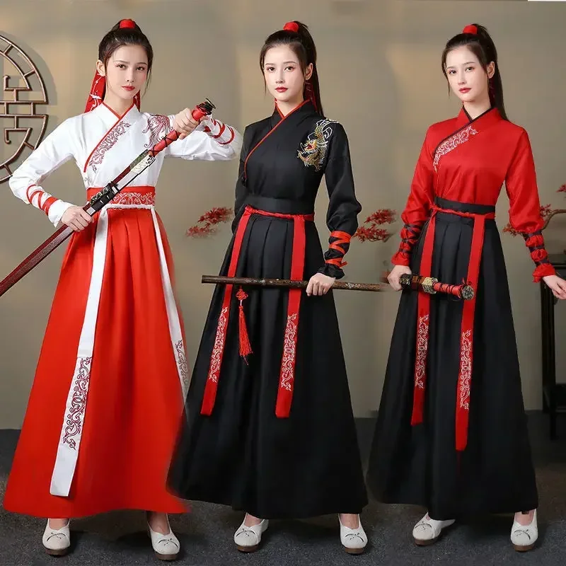 Women'S Fashion Leggings - ฮันฟู่สมัยใหม่ ชุดเซ็ต 2 ชิ้น เสื้อและกระโปรงสำหรับผู้หญิง ชุดคอสเพลย์แฟชั่นวินเทจสำหรับผู้ชาย