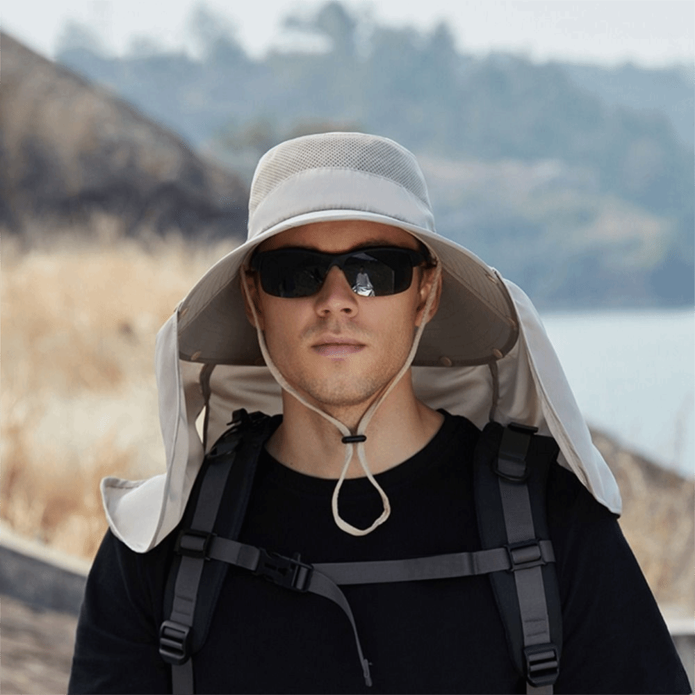 Women'S Fashion Visor - หมวกแฟชั่นผ้าสำหรับผู้ชาย ปีกกว้าง ถอดผ้าคลุมได้ หมวกบักเก็ตฤดูร้อน พร้อมสายคล้องคอ ป้องกันรังสียูวี