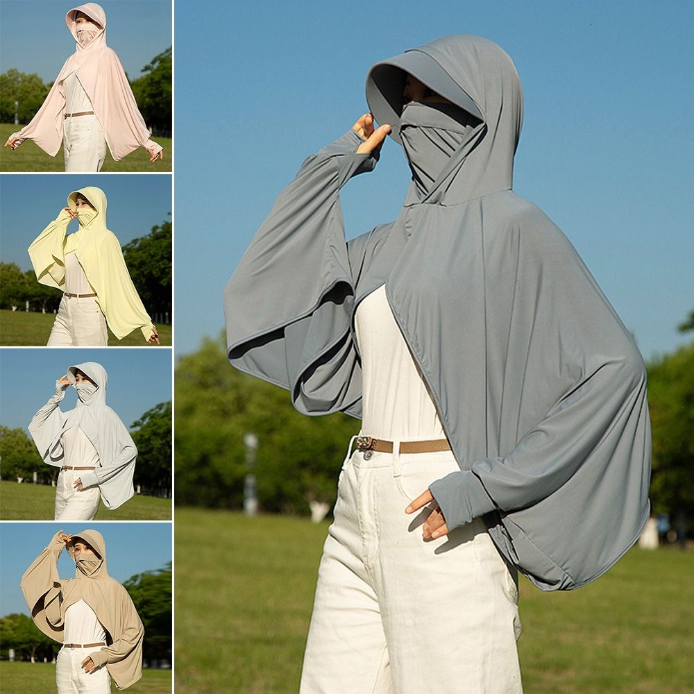 Women'S Fashion Hoodies - เสื้อคลุมกันแดดแฟชั่นผ้าไหมน้ำแข็ง แขนยาว แห้งเร็ว สำหรับขับรถ คลุมสั้น ระบายอากาศ