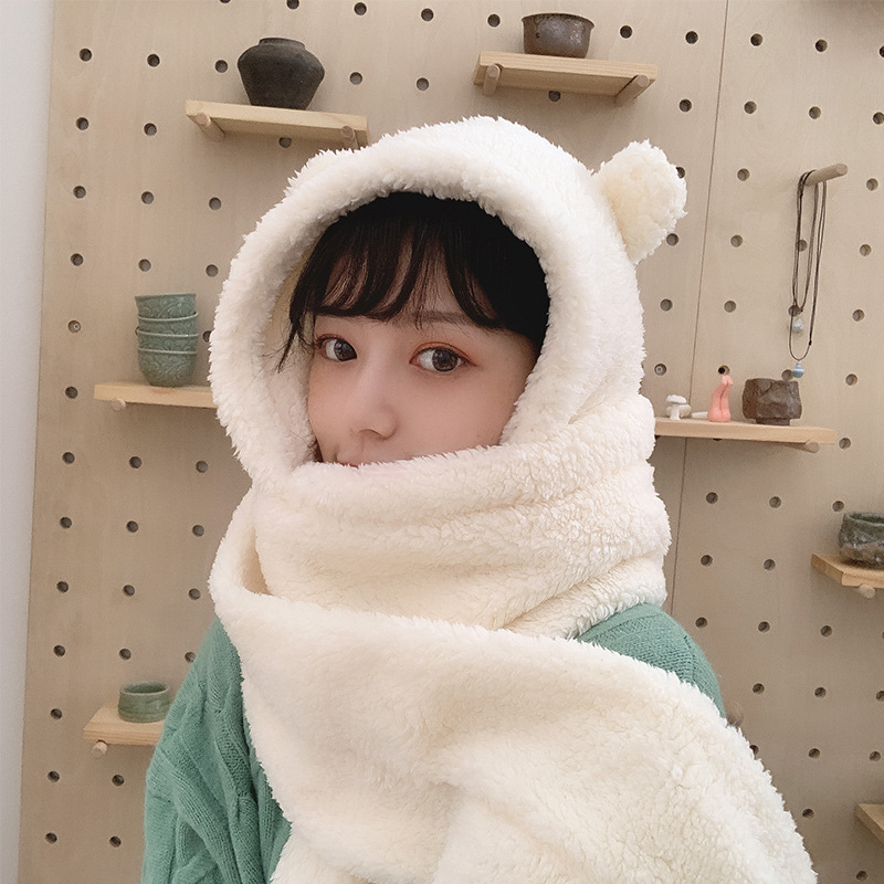Women'S Fashion Visor - 2 ชิ้นแฟชั่นผู้หญิงฤดูหนาวใหม่ Beanies หมวกหูหมีหมวกสบายๆหมวกผ้าพันคอชุดลําลองผู้หญิงหมวกปัจจุบัน