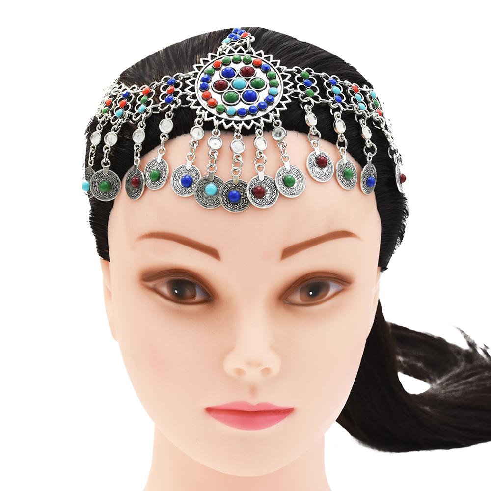 Women Fashion Pakistan - ปากีสถานชาติพันธุ์สีสันลูกปัด Headpiece สร้อยคอสร้อยข้อมือต่างหูสร้อยข้อมือผู้หญิง Afghan อินเดียโมร็อกโกเครื่องประดับแบบดั้งเดิม