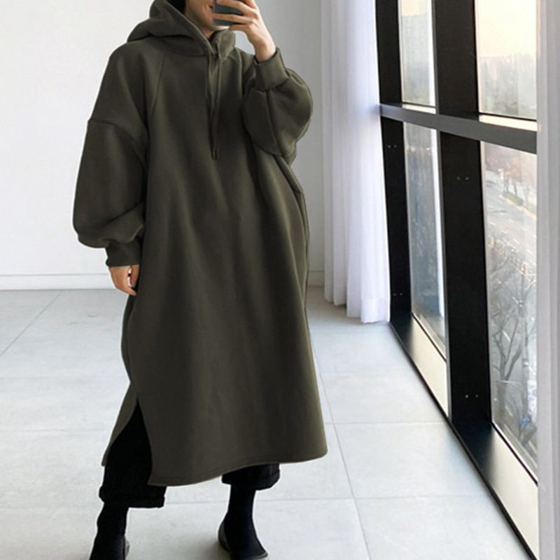 Women'S Fashion Hoodies - เสื้อสเวตเตอร์มีฮู้ดแฟชั่นสำหรับผู้หญิงไซส์ใหญ่ 150 กก. สำหรับฤดูใบไม้ร่วงและฤดูหนาว ผ้าฟลีซสีพื้น แบบสวมใส่สบายๆ