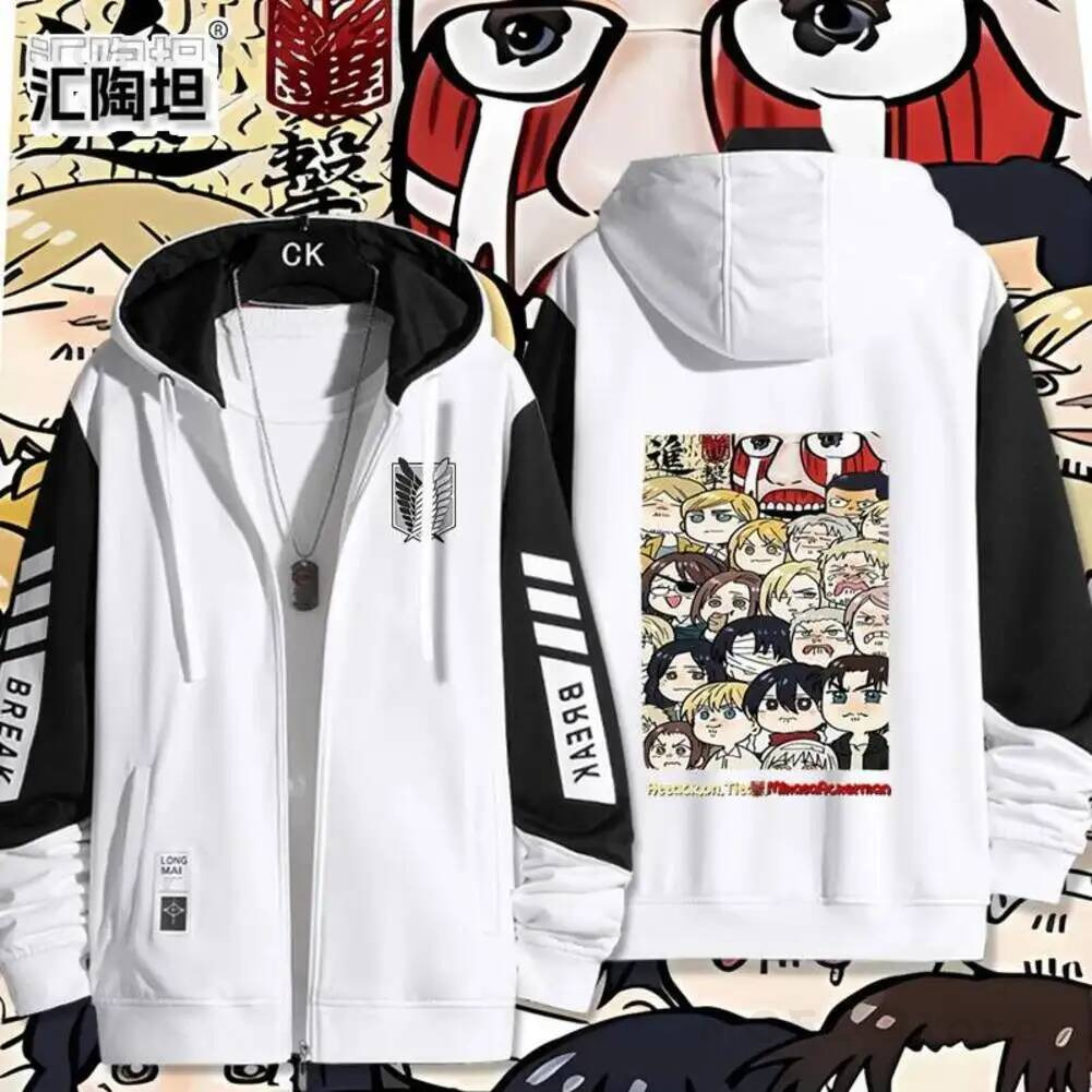 Women'S Fashion Hoodies - Ackerman Levi Mikasa·Ackerman Eren Jaeger เสื้อแจ็คเก็ตพิมพ์ลายแขนยาวมีซิปมีฮู้ดผู้หญิงผู้ชายแฟชั่นเสื้อคลุมมีฮู้ดคู่รัก