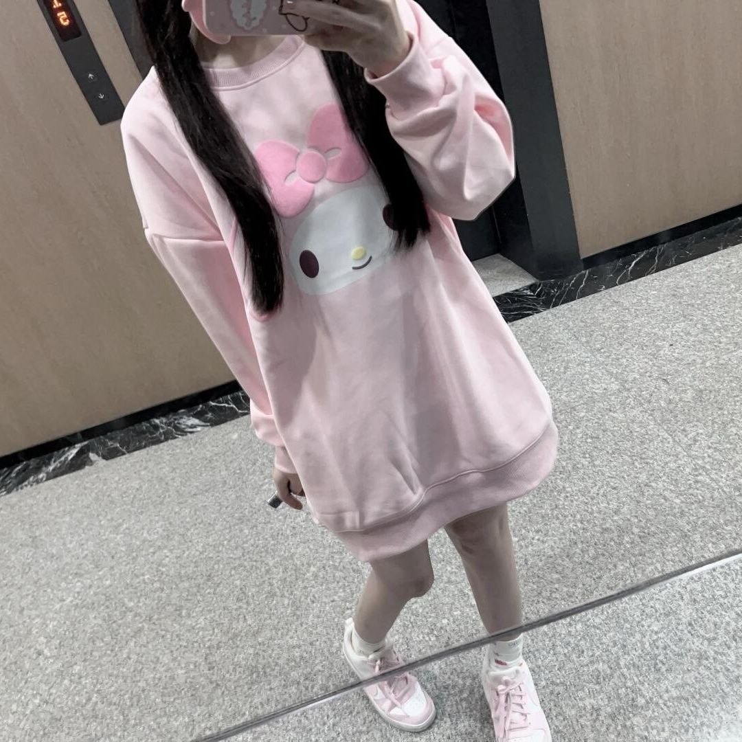 Women'S Fashion Hoodies - เสื้อฮู้ดดี้แขนยาวพิมพ์ลายซานริโอ้เฮลโลคิตตี้ ทรงหลวม ใส่สบาย สไตล์ญี่ปุ่น น่ารัก หวาน