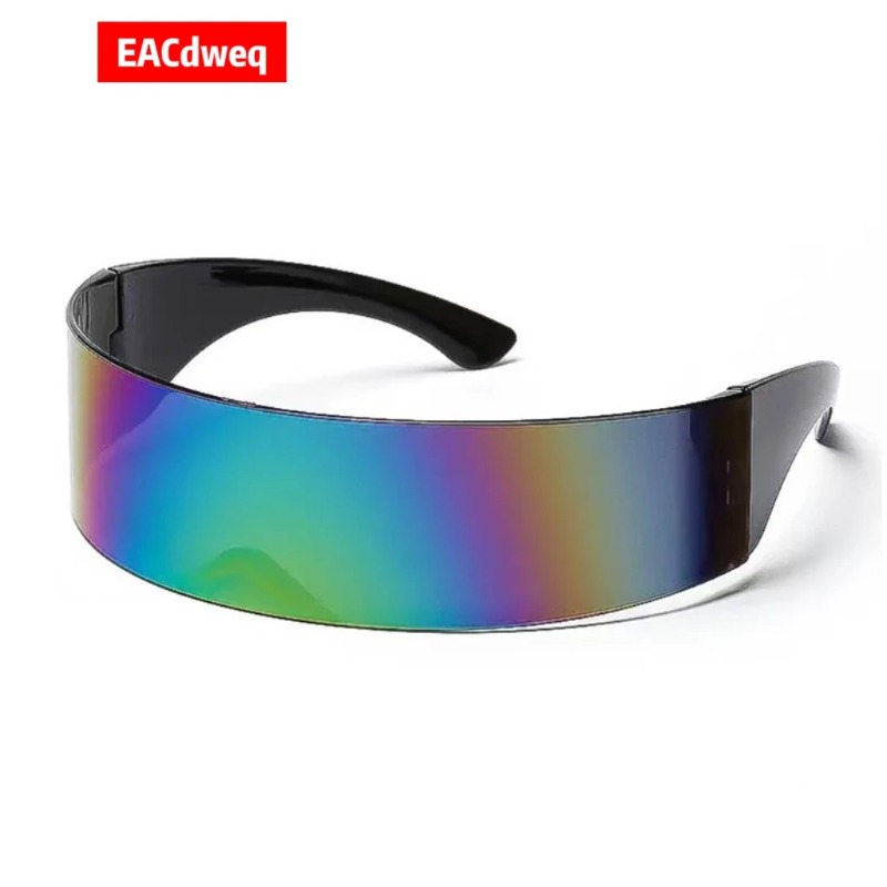 Women'S Fashion Visor - แว่นกันแดดทรงแคบสไตล์ไซคลอปส์ Y2K ล้ำยุค สำหรับผู้หญิงและผู้ชาย เลนส์เลเซอร์ ป้องกันรังสียูวี