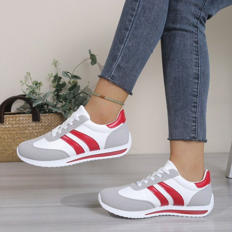 รองเท้าผ้าใบสีขาวแฟชั่นแบบผูกเ - Sneakers Fashion Women บทวิจารณ์และราคา