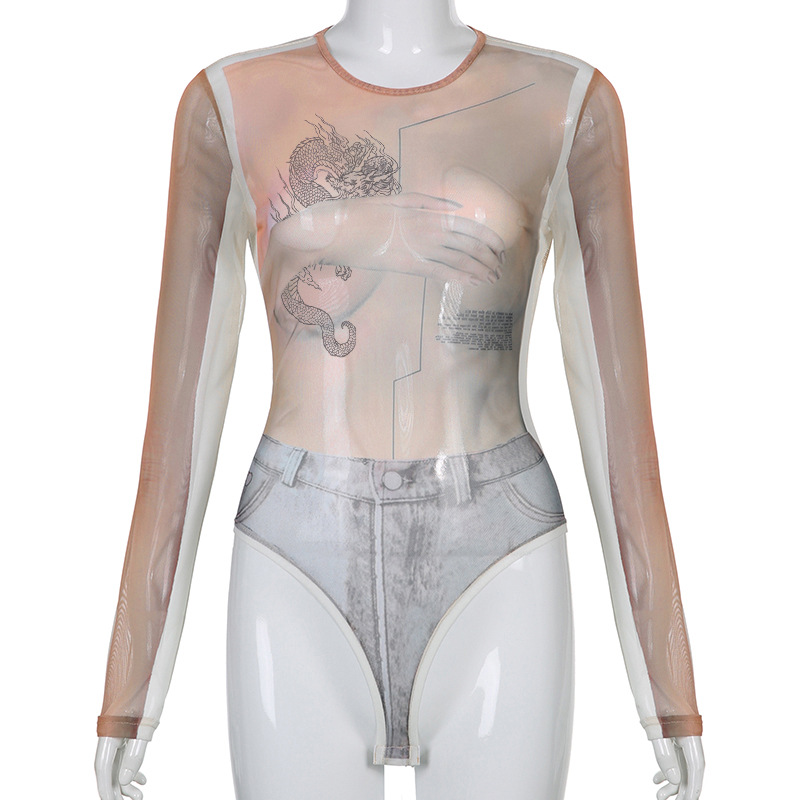 เซ็กซี่ตาข่ายJumpsuitผู้หญิงเร - Turtleneck Bodysuit บทวิจารณ์และราคา
