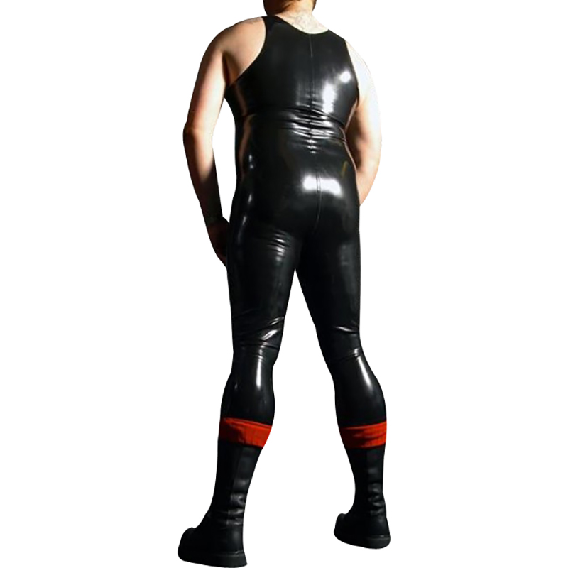 สีดําและสีแดงเซ็กซี่ Latex เสื - Sleeveless Jumpsuit บทวิจารณ์และราคา