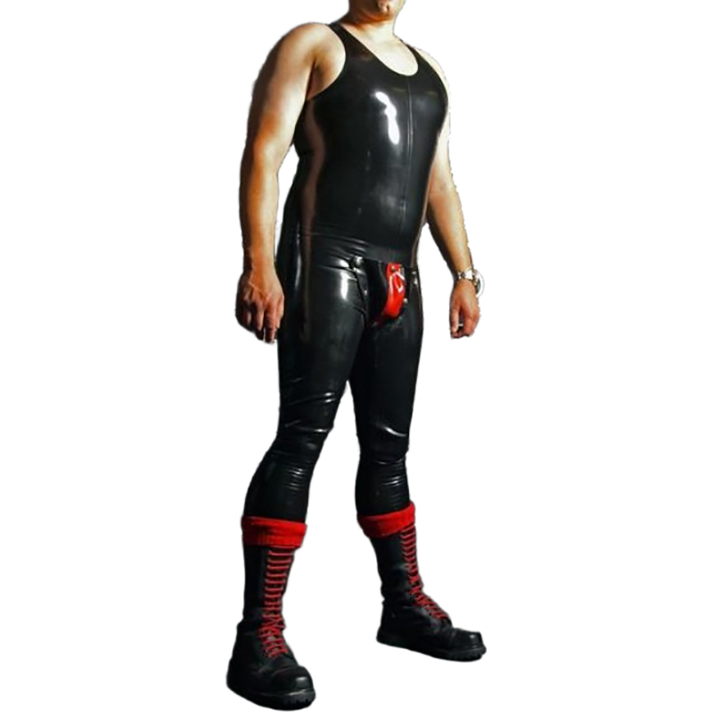 สีดําและสีแดงเซ็กซี่ Latex เสื - Sleeveless Jumpsuit บทวิจารณ์และราคา