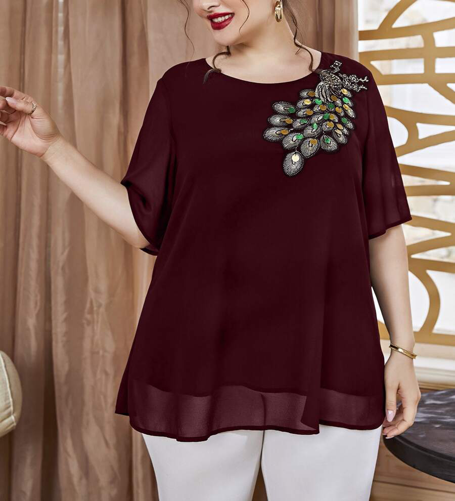 เสื้อปักลายนกยูงสำหรับผู้หญิงไ - Women'S Fashion Jersey บทวิจารณ์และราคา