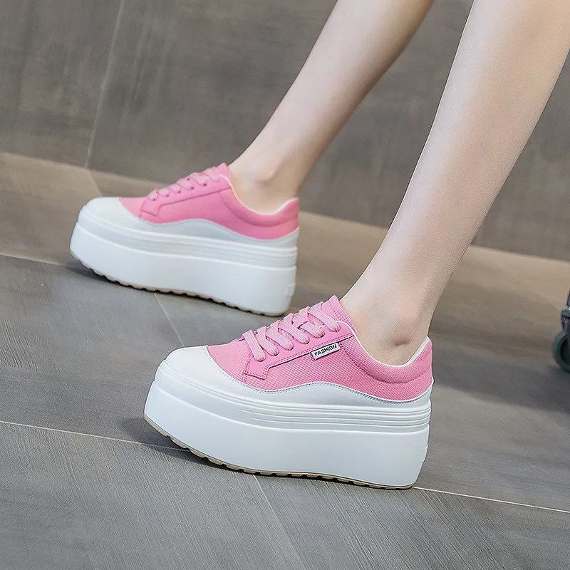 8 ซม.ใหม่ผ้าใบของแท้หนังผู้หญิ - Sneakers Fashion Women บทวิจารณ์และราคา