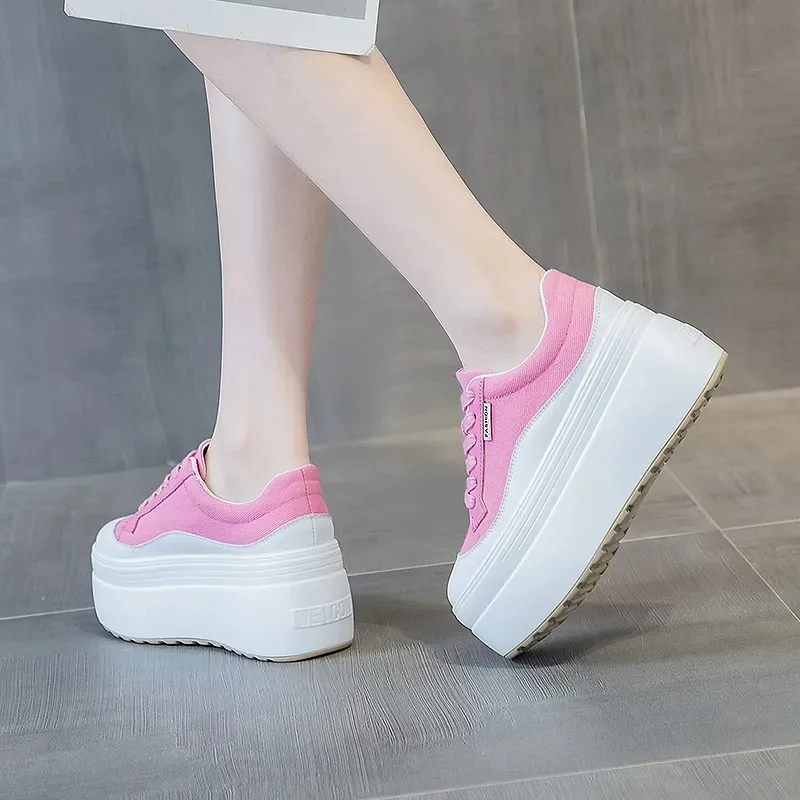 8 ซม.ใหม่ผ้าใบของแท้หนังผู้หญิ - Sneakers Fashion Women บทวิจารณ์และราคา
