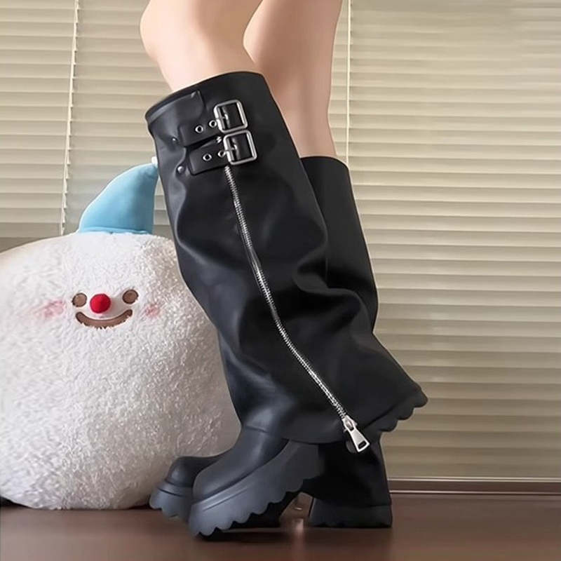 รองเท้าบูทผู้หญิงทรงพังก์ สไตล - Women'S Fashion Knee High Boots บทวิจารณ์และราคา