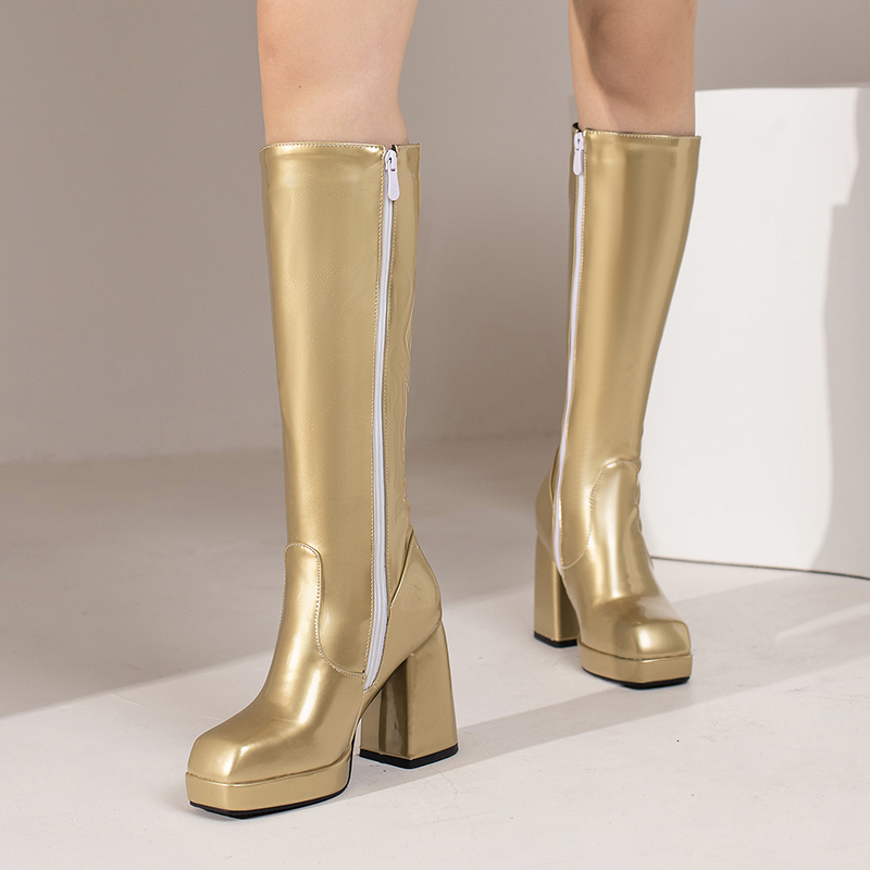 สีเขียวฤดูหนาวผู้หญิงแพลตฟอร์ม - Women'S Fashion Knee High Boots บทวิจารณ์และราคา