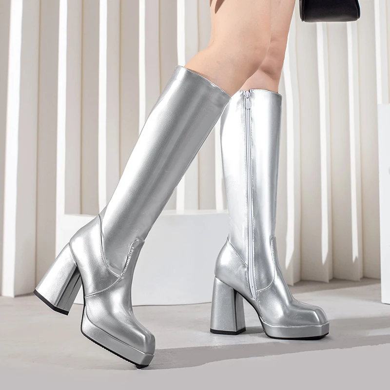 สีเขียวฤดูหนาวผู้หญิงแพลตฟอร์ม - Women'S Fashion Knee High Boots บทวิจารณ์และราคา