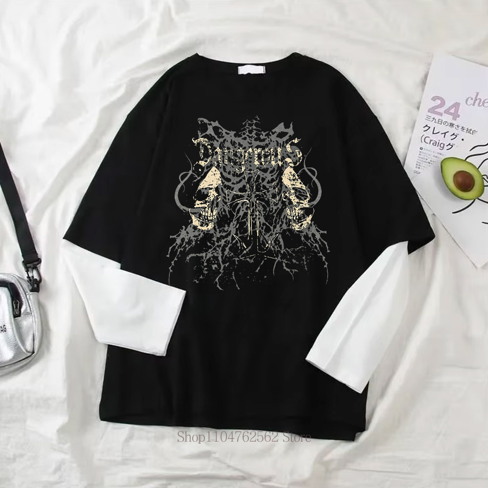 เสื้อยืดแขนยาวลายกราฟิกกะโหลกผ - Women'S Fashion Jersey บทวิจารณ์และราคา